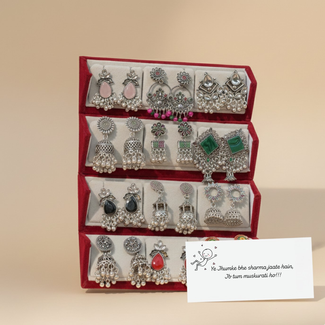 Set Of 12 Earrings With Folding Jewellery Box