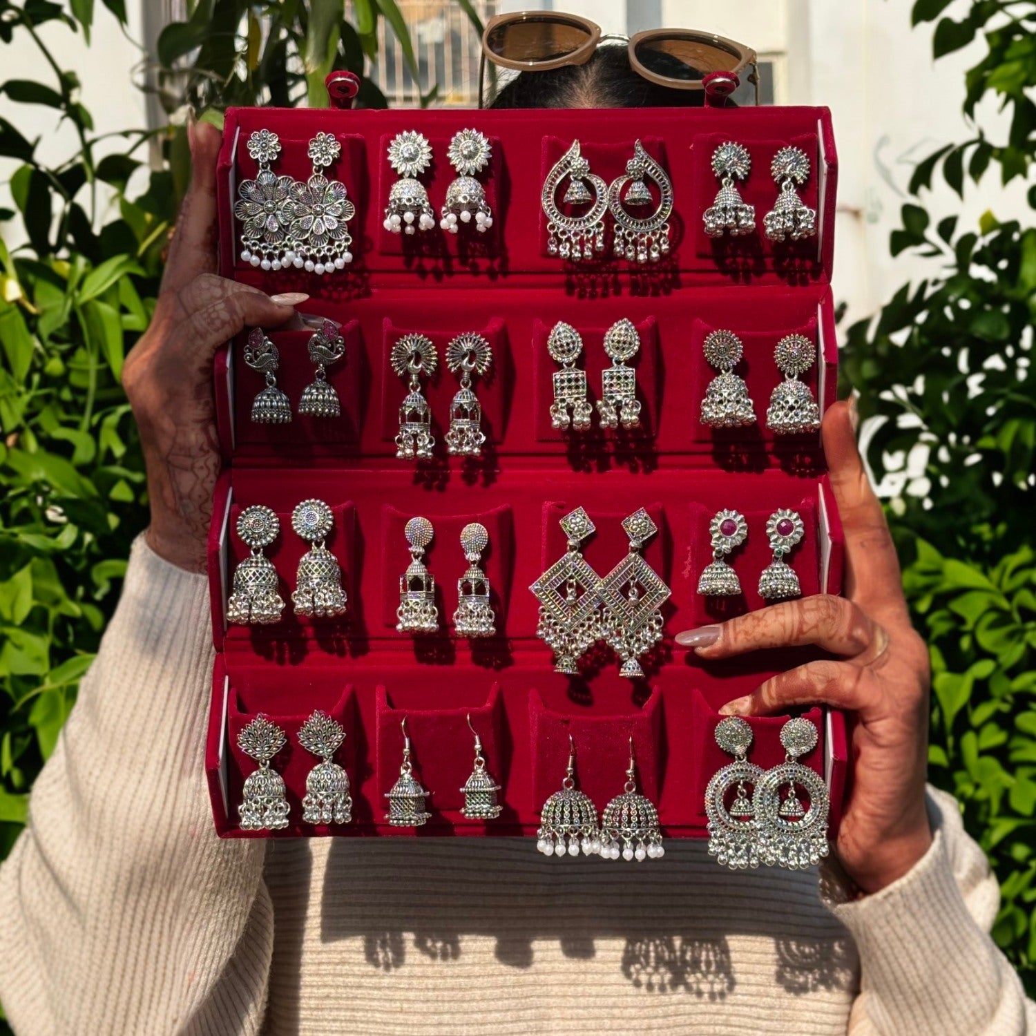 Set Of 16 Random Earrings With Folding Jewellery Box