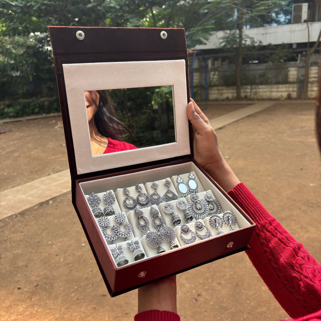 12 Mix Jhumka With Luxury Velvet Box