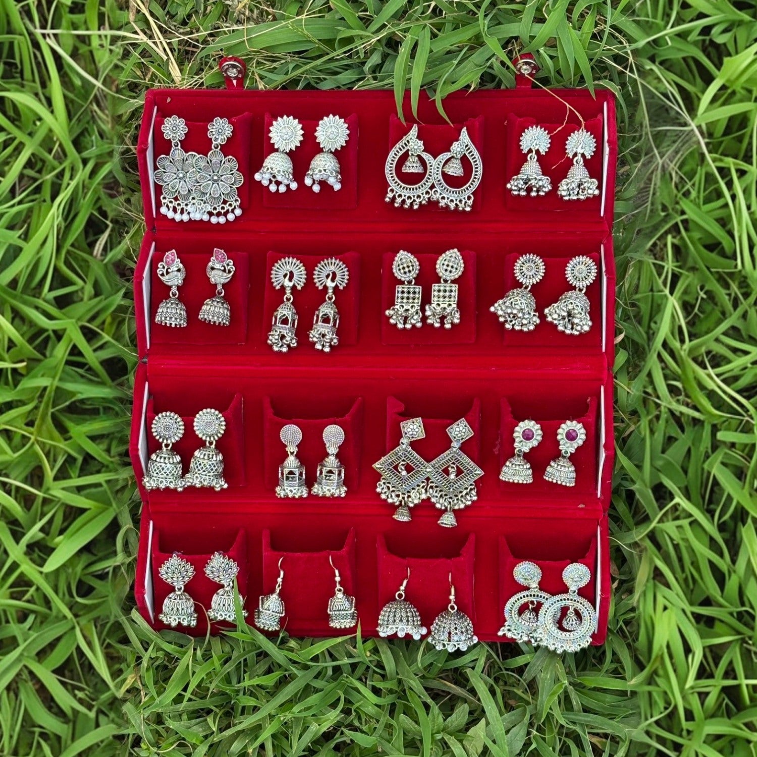Set Of 16 Random Earrings With Folding Jewellery Box