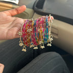 12 Rainbow Color Bangles Set With 4 Ghungroo Bangles & Luxury Box