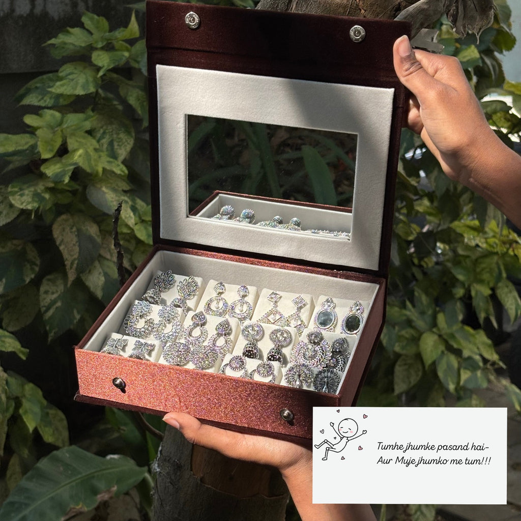 12 Mix Jhumka With Luxury Velvet Box