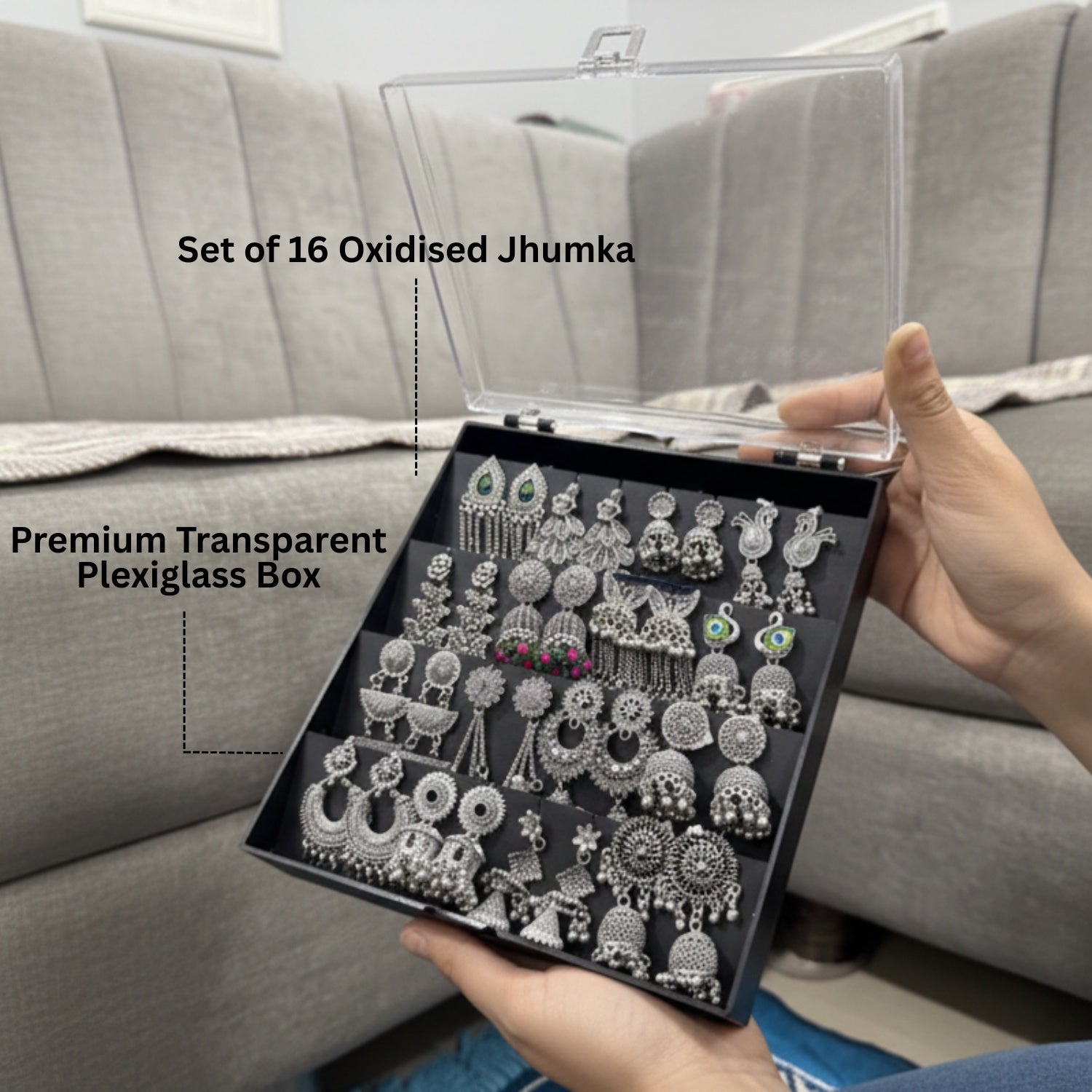 16 Jhumka With Premium Earring Box