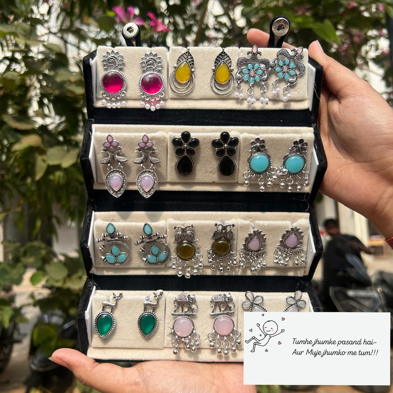 12 Colorful Stud Earrings With Folding Jewellery Box