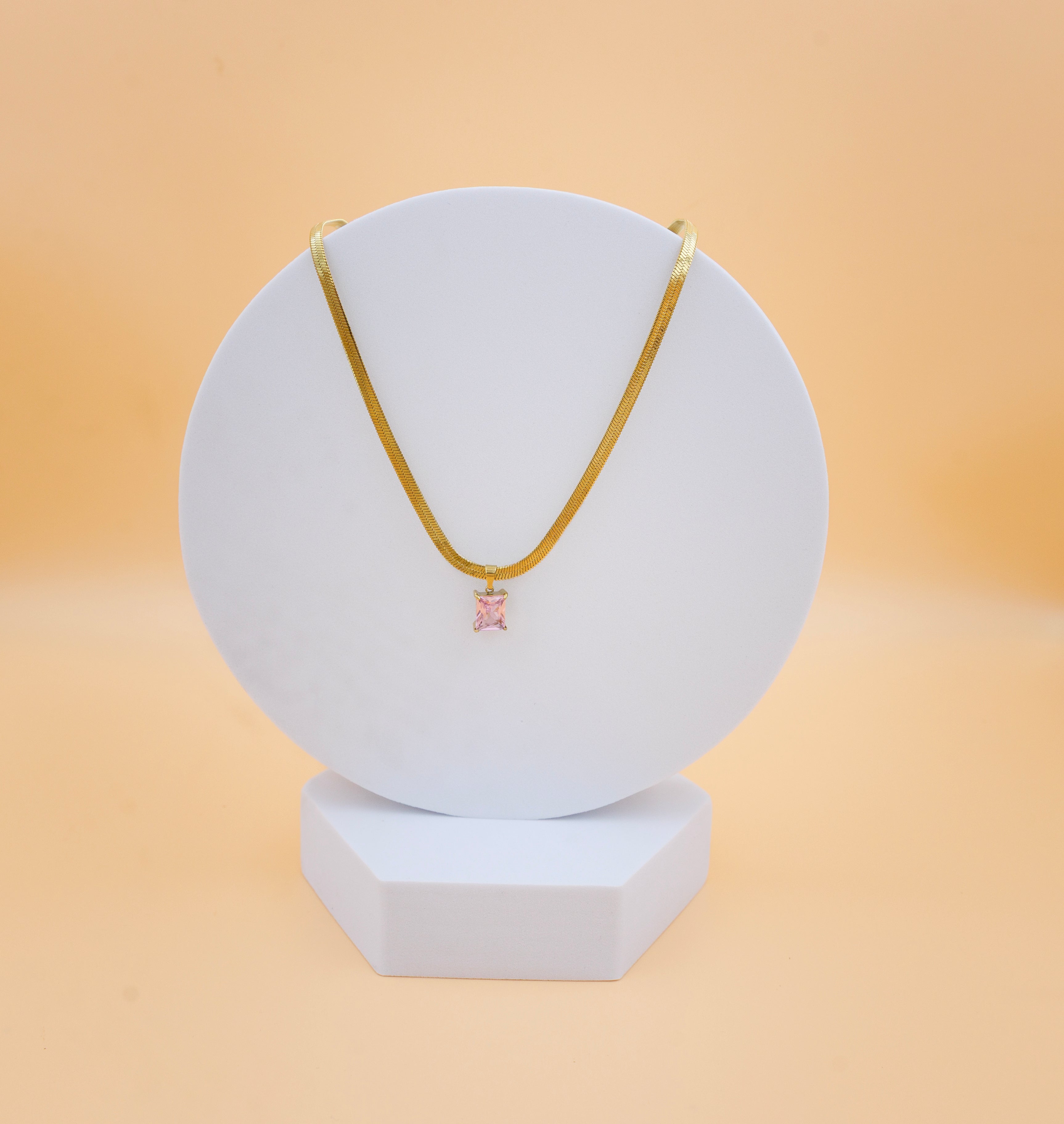 Solitaire Pink Charm Necklace