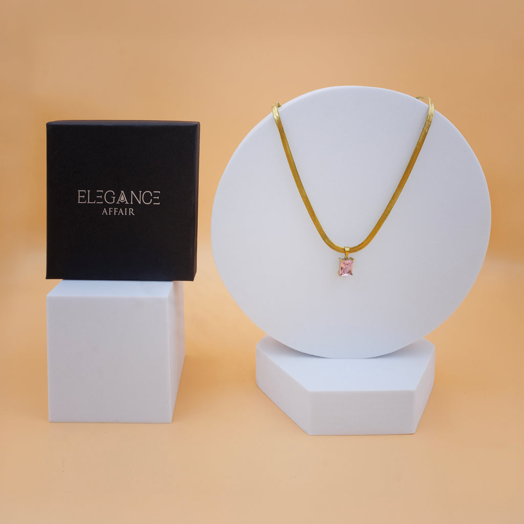 Solitaire Pink Charm Necklace