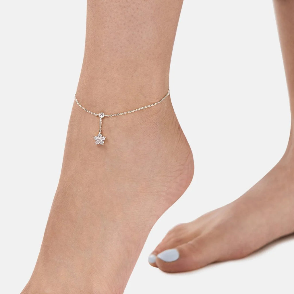 Minimal Star Anklet Silver