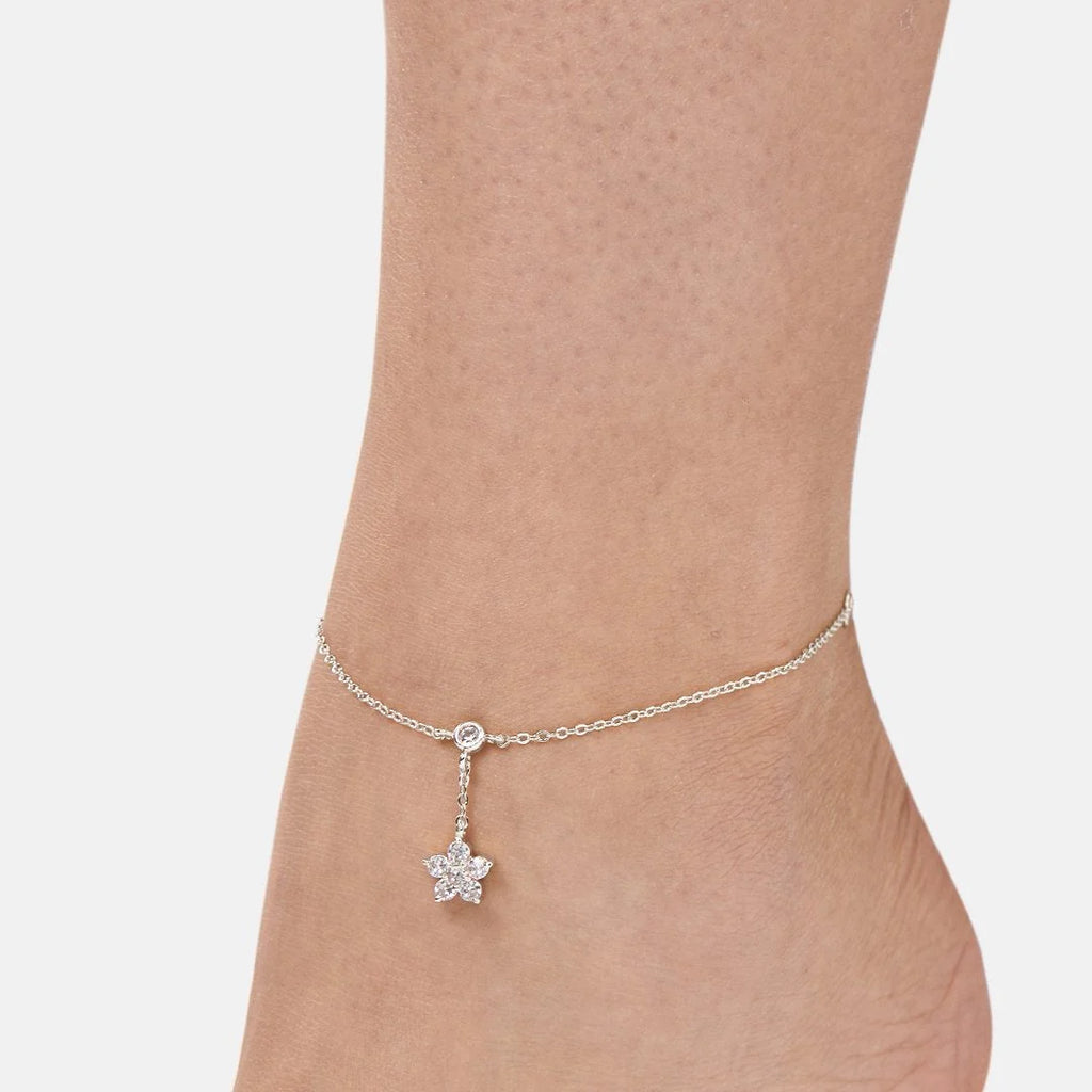 Minimal Star Anklet Silver