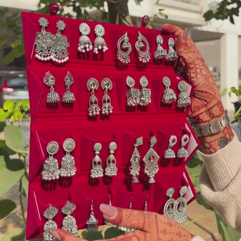 Set Of 16 Random Earrings With Folding Jewellery Box