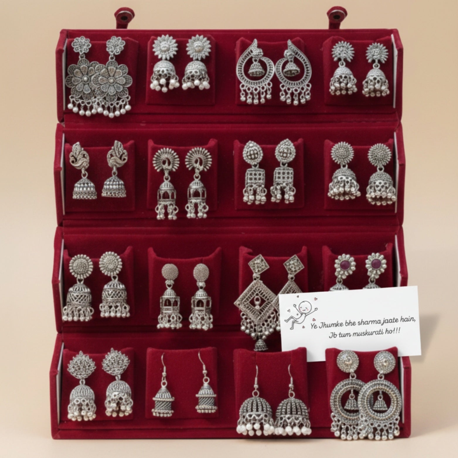 Set Of 16 Random Earrings With Folding Jewellery Box