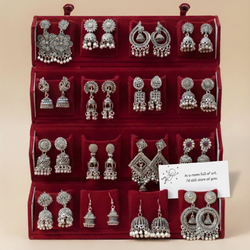 Set Of 16 Random Earrings With Folding Jewellery Box