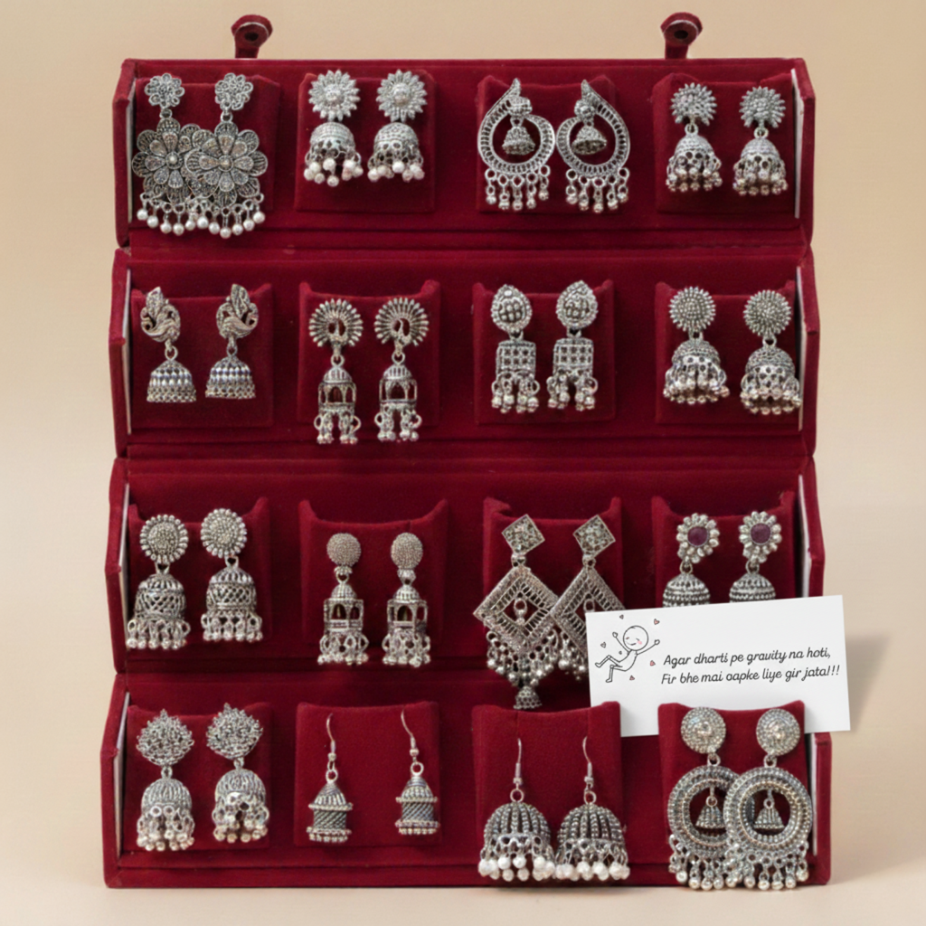 Set Of 16 Random Earrings With Folding Jewellery Box